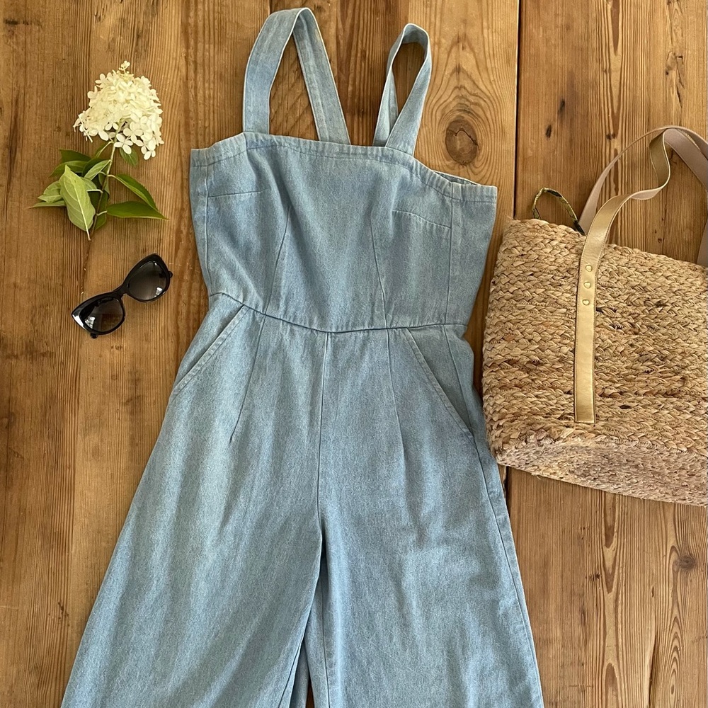 🐝 Anthropologie Denim Wide Leg Cropped  Jumper